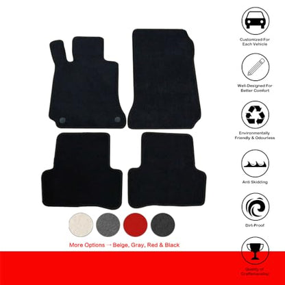 Floor Mats Compatible with 2008-2011 Benz W204, C-Class 4Dr Factory Fitment Car Floor Mats Front & Rear Nylon by IKON MOTORSPORTS, 2009 2010