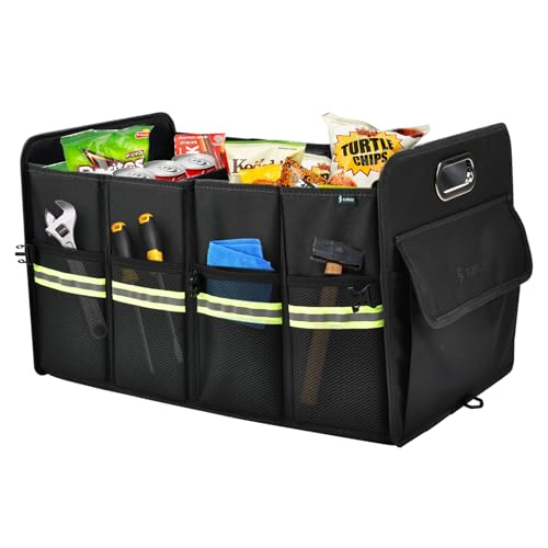 Trunk Organizer for Suv, Premium Waterproof Car Organizers and Storage, Collapsible Multi-Compartment Truck Organizer Back Seat Storage for Car - size: M-without shoe storage