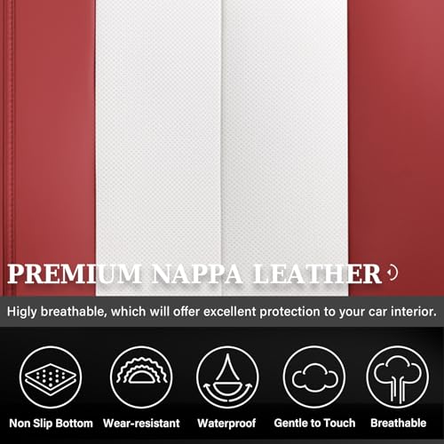 Coverado Leather Rear Seat Covers for Cars, Faux Leather Car Seat Covers Backseat, Waterproof Back Seat Cover for Dogs, Universal Automotive Seat Covers Backseat Seat Cushion Protector, Red&White - color: Red&White