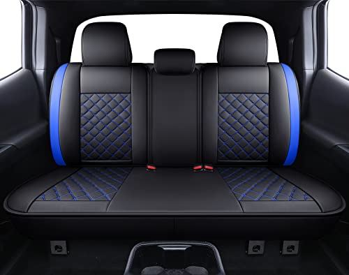 Tomatoman Tacoma Seat Covers Compatible with Toyota Tacoma 2005-2023 2024 2025 2026 SR V6 TRD Sport Extended Access Cab Truck Waterproof Faux Leather(Full Set, Black-Blue) - color: Full Set/Black-Blue