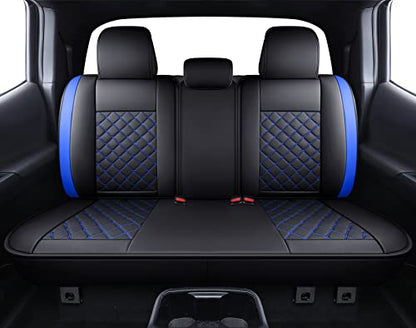 Tomatoman Tacoma Seat Covers Compatible with Toyota Tacoma 2005-2023 2024 2025 2026 SR V6 TRD Sport Extended Access Cab Truck Waterproof Faux Leather(Full Set, Black-Blue) - color: Full Set/Black-Blue