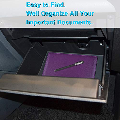 Wisdompro Car Document Holder Organiser, PU Leather Vehicle Insurance and Registration Holders Wallet Case for ID Card, Driving Licence, Key Contact Information Cards - color: Purple