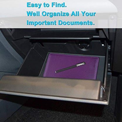 Wisdompro Car Document Holder Organiser, PU Leather Vehicle Insurance and Registration Holders Wallet Case for ID Card, Driving Licence, Key Contact Information Cards - color: Purple