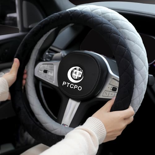 Soft Car Steering Wheel Cover for Sedan, SUV, Warm Luxury Velvet, Odorless, Universal, Anti Slip, Summer Winter, Black, Standard Size[14" 1/2-15"](37-38cm) - color: Black, size: Standard Size[14" 1/2-15"](37-38cm)