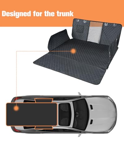 SUV Cargo Liner for Dogs, Waterproof Trunk Cover for SUVs with Mesh Window, Bumper Flap Protector, Scratchproof Durable 600D Oxford Fabric, Non-Slip, Machine Washable