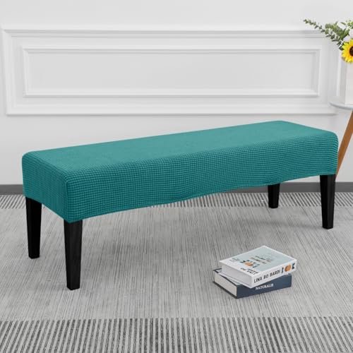 SPRINGRICO Stretch Dining Bench Cover, Removable Bench Slipcover Washable Bench Seat Protector Rectangle Bench Cover for Dining Room, Living Room, Bedroom, Kitchen (S1-Teal) - color: S1-teal