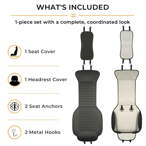 Black Seal 1-Pack Front Car Seat Cover, Faux Leather Seat Bottom Cover with Partial Backrest Protection, Side Wrap Design, Universal Fit for Most Cars, SUVs, Trucks, Vans (Black) - color: Single-Black