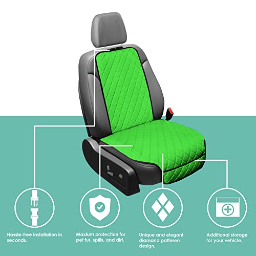 FH Group Car Seat Cushion – Neosupreme Single Front Seat Cover with Front Pockets, Airbag Compatible, Universal Fit Car Seat Cushion for Driver or Passenger Seat, SUV, Truck, Sedan & Van – Green - color: Green, style: Front
