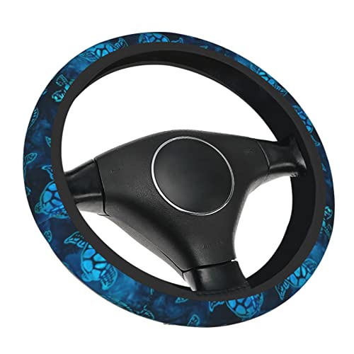 Watercolor Blue Sea Turtle Car Steering Wheel Cover Universal Fit 15 inch, Sweat Absorption Anti-Slip Breathable Neoprene Steering Wheel Protector for Women
