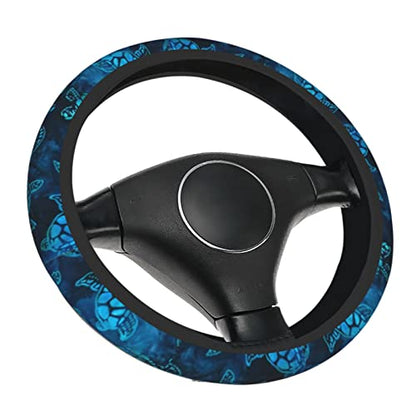 Watercolor Blue Sea Turtle Car Steering Wheel Cover Universal Fit 15 inch, Sweat Absorption Anti-Slip Breathable Neoprene Steering Wheel Protector for Women