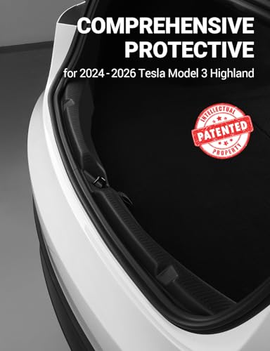 BASENOR 2026 2025 2024 Tesla Model 3 Highland Rear Bumper Guard Protector TPE Trunk Bumper Sill Cover [Proprietary Design] Model 3 Highland Interior Accessories - size: 2024 2025 2026 Model 3 Highland