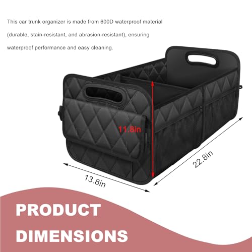 Sun Walker Car Trunk Organizer, Collapsible Auto Storage Box Cargo Organizer with Reinforced Handle, Multi-Pocket Waterproof Oxford Container for Sedan Truck SUV, Car Accessories