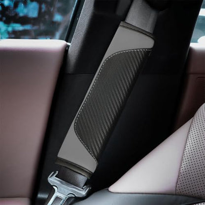 2PCS Car Seat Belt Cover, Carbon Fiber Seatbelt Shoulder Protection, Soft Car Seat Belt Strap Cushion Protect Your Neck and Shoulder, Car Accessories Seat Belt Pad for Car Truck (Black/Gray) - color: Black/Gray
