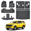 KUST Floor Mats Cargo Mat Set for 2021-2025 2026 Chevy/Chevrolet Suburban & GMC Yukon XL, All Weather Trunk Mat Backrest Mat for Suburban/Yukon XL Accessories TPE Rubber Liners (7 Seater Only) - style: For │ Suburban 7 Seats 2021-2026 │ Full Set