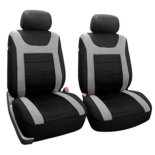 FH Group Car Seat Covers Sports Seat Covers Front Seats Only, Airbag Compatible Gray Black Automotive Seat Cover Combo Small Car Seat Cover Design Universal Fit Interior Accessories Cars Trucks SUVs - color: Gray