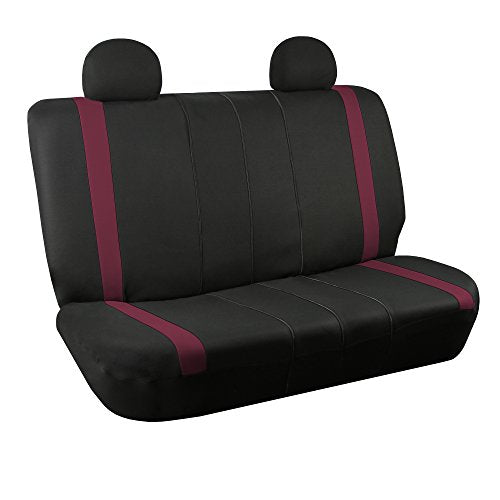 FH Group Car Seat Covers Rear Set Cloth - Car Seat Covers with Removable Headrest,Universal Fit,Automotive SeatCovers,Washable Car SeatCover for SUV,Sedan,Van Burgundy - color: Burgundy, size: Rear Set