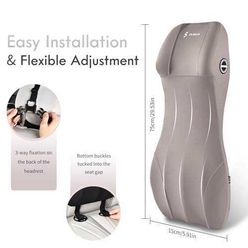 Lumbar Support Pillow and Car Neck Pillow Memory Foam Integrated Lumbar Support Cushion with Headrest Pillow Ergonomic Car Seat Back Support for Head Waist Support Sciatica Pain Relief, Gray - color: Gray, size: 2-in-1 Lumbar&headrest Pillow