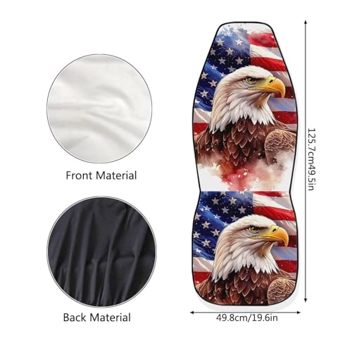 Dreaweet American Flag Bald Eagle Car Seat Covers Front Seats Only Washable Universal 2 Piece Elastic High Back Bucket Seat Covers for Most Cars SUV Trucks Patriotic Car Accessories Interior - color: American Flag Bald Eagle