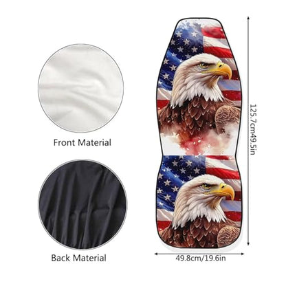 Dreaweet American Flag Bald Eagle Car Seat Covers Front Seats Only Washable Universal 2 Piece Elastic High Back Bucket Seat Covers for Most Cars SUV Trucks Patriotic Car Accessories Interior - color: American Flag Bald Eagle