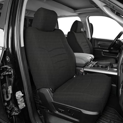 Front Heavy-Duty High-Density Composite Fabric Seat Covers for Dodge Ram 1500 (2009-2018) & 2500 (2010-2018), Waterproof & Foam Padded, Easy to Install & Clean - Black - size: Front