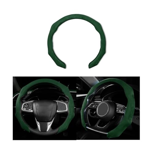 Mandark Car Steering Wheel Cover, Suede Sport Vehicle Steer Wheel Protector Fitting 15 Inch, Non-Slip Comfortable Automotive Interior Decoration Accessories, Universal for Most Cars (Black Green) - color: Black Green