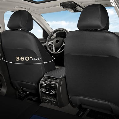 Coverado Seat Covers Full Set, Luxury Diamond Leather Car Seat Cover with Carbon Fiber Textured Design, Waterproof Car Seat Protector, Black&Blue Front and Rear Seat Covers Universal Fit Most Cars - color: BlackBlue, size: Full set
