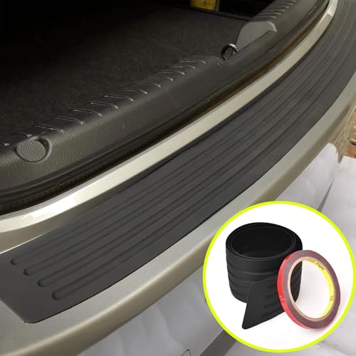 iJDMTOY Black Rubber Silicone Rear Trunk Edge Guard Scratch Protector Cover Mat w/Double-Sided Tape Compatible with Car Truck SUV, etc
