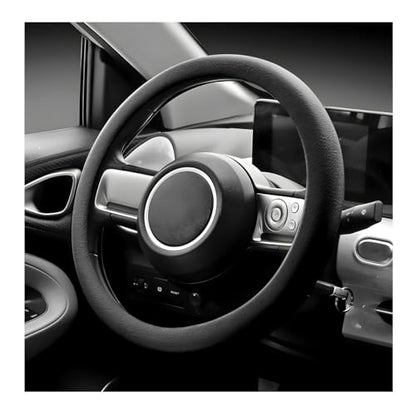 Car Steering Wheel Cover, 13 to 14 Inches Non-Slip Soft Silicone Steering Wheel Protector, Stretchable Elastic Steering Wheel Cover Fits Most Cars for Men and Women (Black) - color: Black