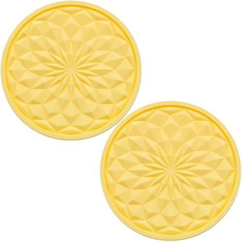 2 Pack Silicone Car Cup Holder Coaster – 2.75 Inch Non-Slip Drink Mat, Universal Fit for Most Vehicles – Cute & Functional Auto Accessories (Yellow) - color: Yellow, size: 2 pcs