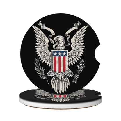 Absorbent Ceramic Car Coasters for Cup Holders, Bald Eagle Design 2.56" Anti Slip Universal Drink Cup Coasters for Women Men (2 Pack) - color: Bald Eagle