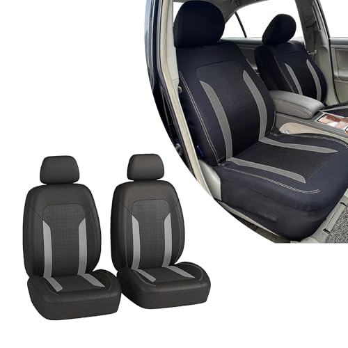 2 Pack Car Front Seat Covers, Breathable Front Seat Headrest Covers, Comfortable Vehicle Seat Headrest Protector with Foam Padding and Retaining Buckle, Universal for RV, SUV, Truck (Gray) - color: Gray