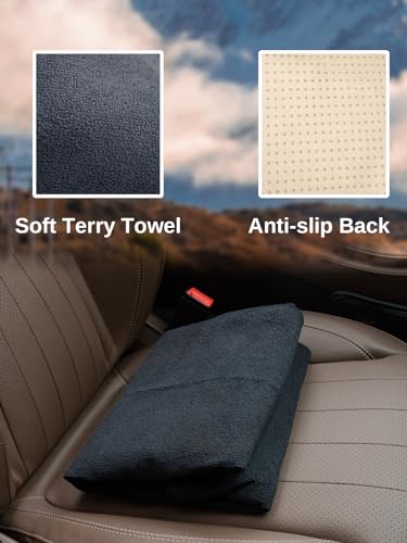 Terry Cloth seat Cover Universal Waterproof Car Sport Towel Seat Cushion Non-Slip Sweat-Absorbent Towel Cloth Suitable for Gym Workout, Universal Fit for Car SUV Van-Black