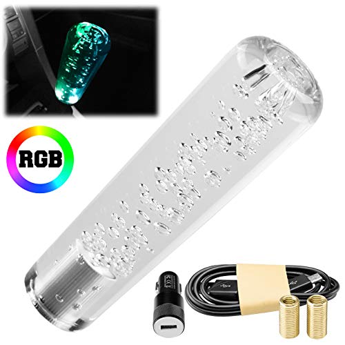 LED Light RGB Shift Knob Stick Crystal Transparent Bubble Gear Shifter 15cm - color: Clear w/ RGB LED LIGHT, size: 15cm