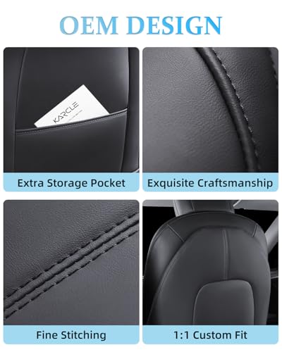 Seat Back Protectors Fit for Tesla Model Y & Model 3 & Model S/X (Fit 2025 Model Y & 2024–2025 Model 3 Highland), Premium Wear-Resistant Kick Mats with Organizer Pocket, Set of 2, Black