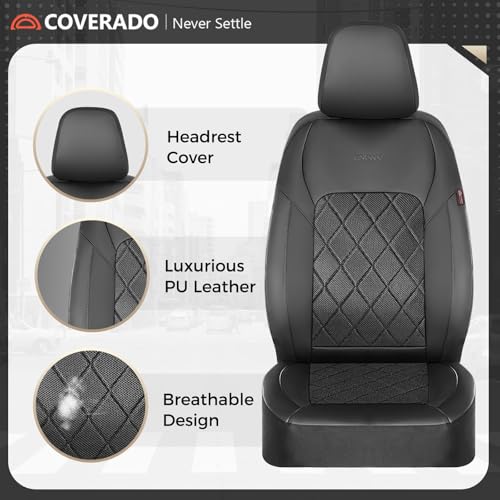 Coverado Car Seat Covers, Front Seat Covers, 2 Front Automotive Seat Cover, Mesh Breathable Seat Protectors, Universal Fit for Most Cars - color: Black, size: Front