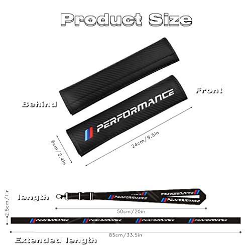 Car M 3 Color Performance Letters seat Belt Cover Carbon Fiber Texture Car seat Belt Shoulder Pad Cover Soft and Comfortable Suitable for Any Car Model