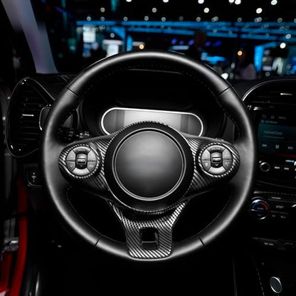 Steering Wheel Trim Cover Compatible with Kia Soul 2020-2026 Accessories (Carbon Fiber Pattern)
