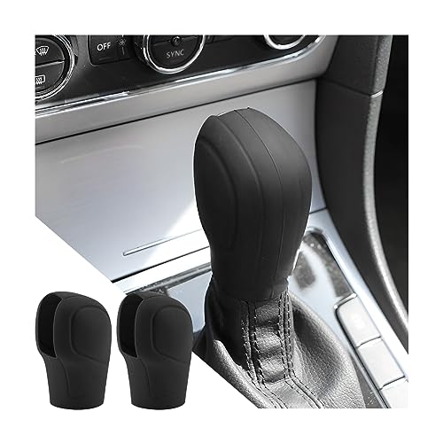 AICEL 2 Pcs Car Gear Shift Knob Cover, Elastic Silicone Car Automatic Shift Protector Cover, Universal Anti-Slip Auto Knob Gear Stick Protector for Men Women, Vehicle Accessories - color: Black