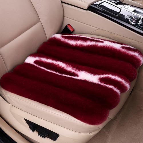 Faux Sheeskin Car Seat Cover, 1 Piece Front Fluffy Cute Red Fur Car Seat Cover for Fuzzy Soft Auto Universal Plush Vehicle Seat Protector Pad Accessories Home and Office Chair - color: Red, size: 1 Pc Front Seat