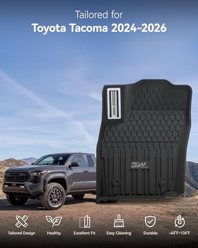 3W Floor Mats for Toyota Tacoma 2024-2026 Double Cab Auto Tran(Not Fit Hybrid & XtraCab) with Metal Pedals, TPE All Weather Custom Fit Floor Liner for Tacoma TRD/SR/SR5/limited Car Liners. - size: 6. Tacoma|24-26|Floor Mats&|Metal Pedal