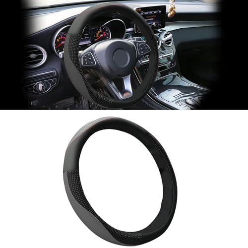 Car Steering Wheel Cover with Inner Circle, Upgraded 15 inch Leather Steering Wheel Protector for Men Women, Anti-Slip Breathable Car Interior Accessories for Most Cars (Gray) - color: Gray
