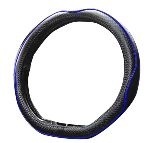 Mayco Bell Flat Bottom Steering Wheel Cover Anti-Slip,Safety,Soft,Breathable,Durable,Full Surround,Comfortable Grip Microfiber Leather (D Shape, Black Dark Blue) - color: Black Dark Blue, size: D Shape