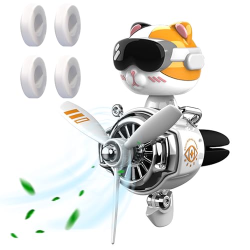 Car Air Freshener, Cute Cat Vent Clip Automotive Air Outlet Fan Diffuser, Car Interiors Vent Decoration (Shake Head Style - Cat, Ocean Scent, White) - color: style E
