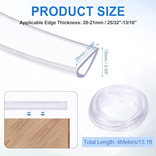 uxcell Clear Edge Trim, 13.1Ft Silicone U Channel Edge Protector, Edges Guards Fits 25/32"-13/16" for Car Doors Sheet Metal Parts (1" W x 9/16" H) - size: 13.1Ft x 1" x 9/16", Fits 25/32"-13/16"