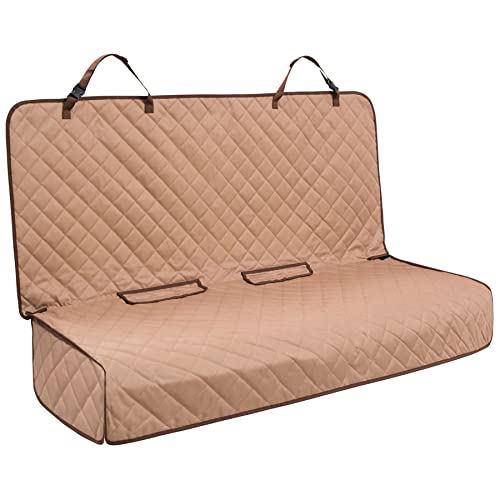 Bench Car Seat Cover Protector - Waterproof, Heavy-Duty and Nonslip Pet Car Seat Cover for Dogs with Universal Size Fits for Vehicles, Trucks & SUVs(TAN) - color: TAN, size: 49" L × 56" W