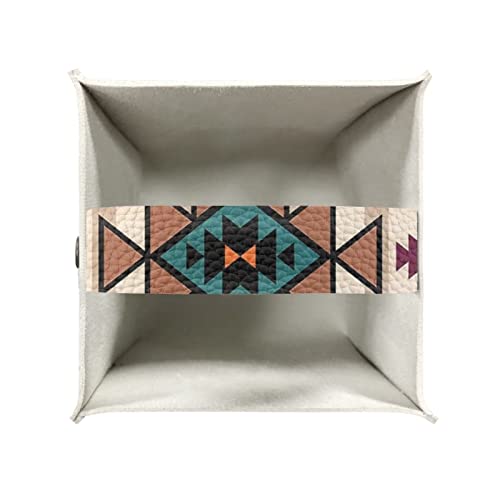 ZFRXIGN Southwestern Tissue Box Cover PU Leather Square Tissue Box Holder Home Decorative Tissue Dispenser for Bathroom Vanity Countertop, Night Stands, Office Desk & Car Boho Western Aztec