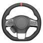 MEWANT Hand Sewing Breathable Car Steering Wheel Cover for Subaru WRX 2015-2021 / WRX STI 2015-2021 Steering Wheels Accessories for Subaru WRX (STI) - color: style-01: black suede + red stripe + red thread