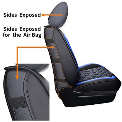 Tomatoman Tacoma Seat Covers Customized for 2005-2025 2026 Sport Extended SR V6 Crew Cab, Waterproof Faux Leather Car Cushions(2 PCS Front, Black-Blue) - color: 2 PCS Front/Black-Blue