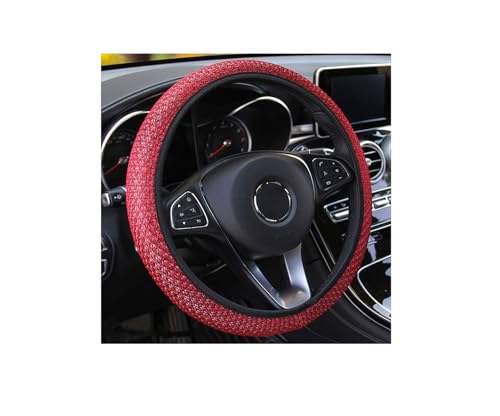 Elastic Stretch Steering Wheel Cover, Universal 15 Inch Automotive Steering Wheel Cover, Microfiber Breathable Ice Silk, Anti-Slip, Odorless, Easy Carry,Warm in Winter and Cool in Summer (Red1) - color: Red1