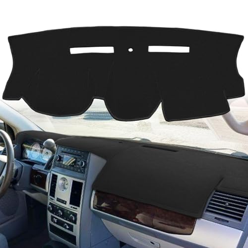 Dash Cover Mat Custom Fit for Dodge Grand Caravan/Chrysler Town Country with Light Sensor w/o Speaker Dashboard Pad Cap Carpet Protector K369 (Black) - color: Black